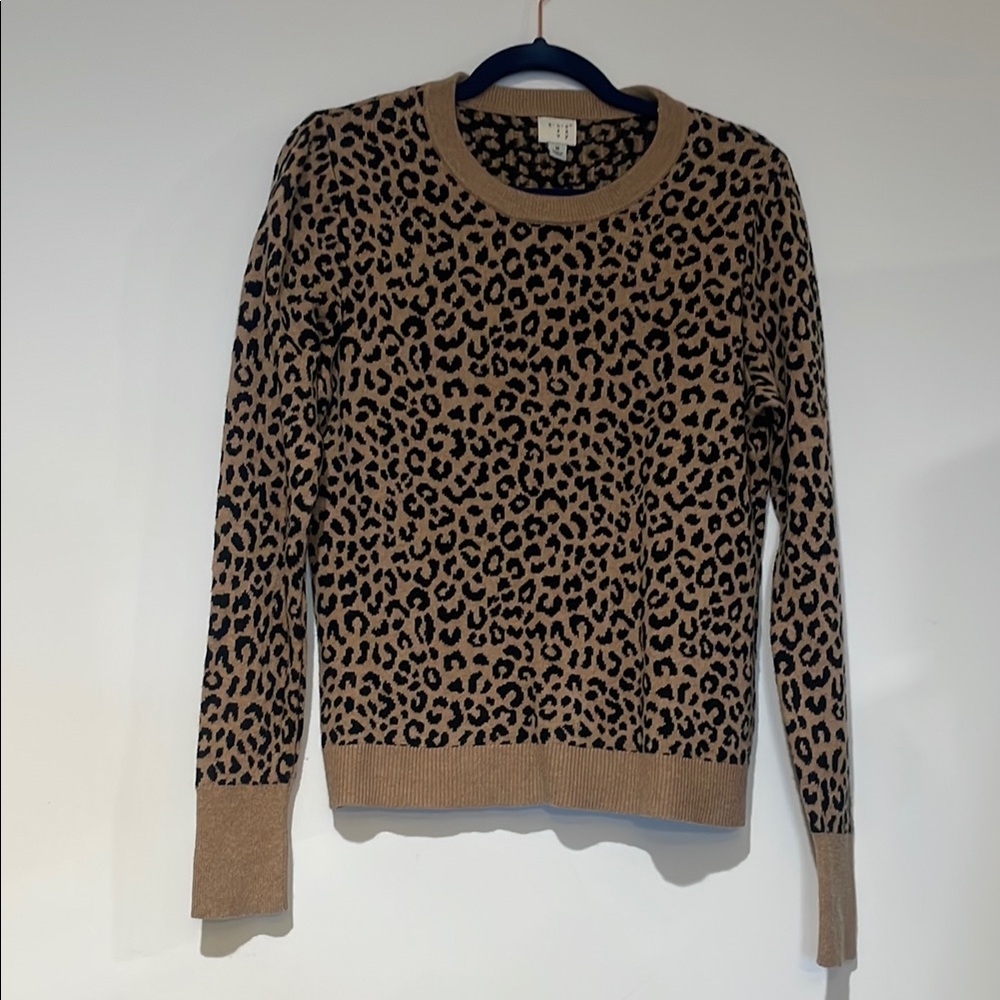 a new day Tan and Black Crew Neck Sweater with Leopard Print